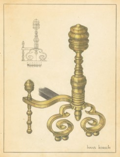 Andiron (one of pair), c. 1939. Creator: Hans Korsch.
