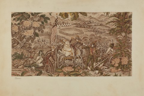 Historical Printed Textile, c. 1939. Creator: Joseph Lubrano.