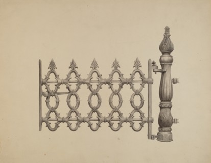 Gate and Gatepost, c. 1940. Creator: Jerome Hoxie.