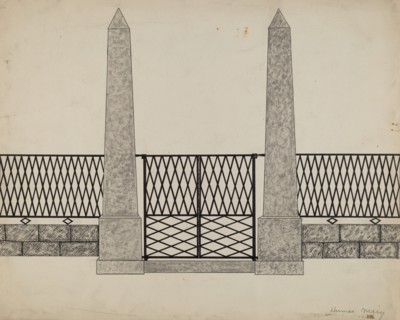 Fence and Posts, c. 1936. Creator: Mary E Humes.