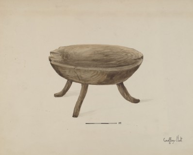 Old Wood Stool, 1936. Creator: Geoffrey Holt.