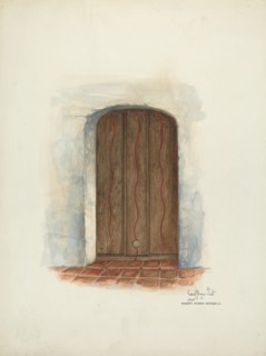 Door, Facade of Mission House, 1937. Creators: Geoffrey Holt, Harry Mann Waddell.