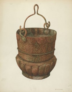 Hammered-Copper Bucket, 1938. Creator: William Kieckhofel.