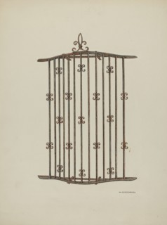 Iron Grille at Window: Restoration Drawing, 1941. Creator: William Kieckhofel.