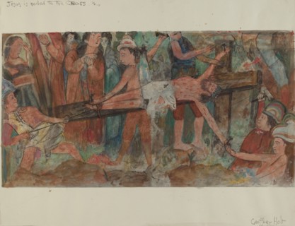 Station of the Cross No. 11: "Jesus is Nailed to the Cross", c. 1936. Creator: Geoffrey Holt.