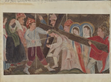 Stations of the Cross No. 8: "Jesus Speaks to the Women of Jerusalem, c. 1936. Creator: Geoffrey Holt.