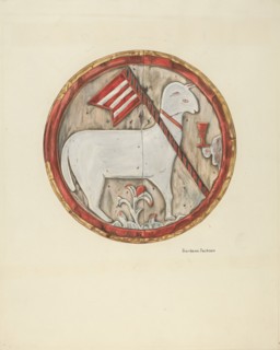 Wooden Plaque - Lamb of God, c. 1938. Creator: Gordena Jackson.