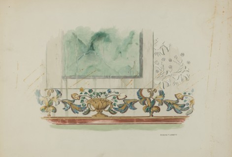 Detail, Painted Decoration on Sanctuary Wall, c. 1939. Creator: Edward Jewett.