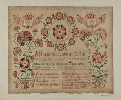 Pa. German Birth Certificate, c. 1940. Creator: Albert J. Levone.