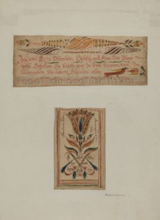 Fractur Paintings (Upper-a Hymn; Lower- Religious Motto), c. 1940. Creator: Albert J. Levone.