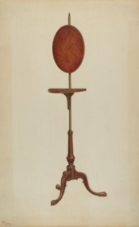 Pole Screen and Candlestand, 1940. Creator: Rolland Livingstone.