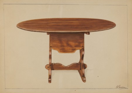 Tip Table (Hutch), c. 1936. Creator: Nicholas Gorid.