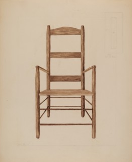 Rush Bottom Chair, c. 1937. Creator: Henry Meyers.