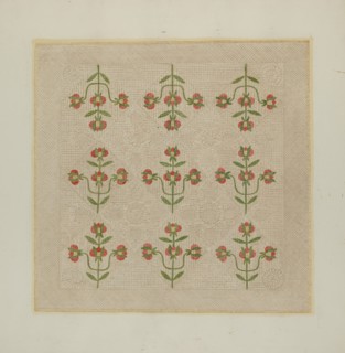 Quilt - Tulip Pattern, c. 1939. Creator: Fred Hassebrock.