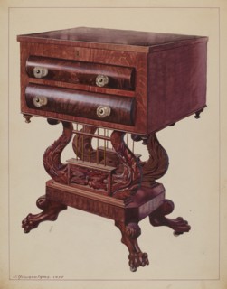 Table - Double Lyre Base, 1937. Creator: J. Howard Iams.