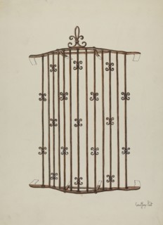 Iron Grille (at Window) a Restoration Drawing, 1936. Creator: Geoffrey Holt.