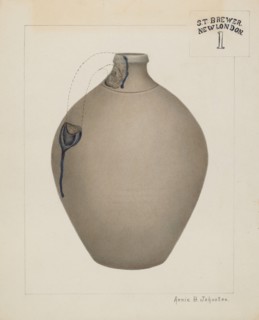 Stoneware Jug, c. 1937. Creator: Annie B Johnston.