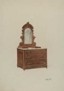 Dresser with Marble Top, c. 1937. Creator: Geoffrey Holt.