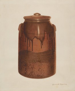 Pottery Jar with Lid, c. 1938. Creator: Annie B Johnston.