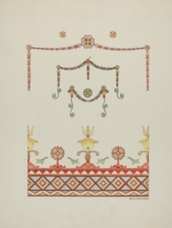 Wall Decorations (Drawing Made from a Restoration), 1936. Creator: Randolph F Miller.