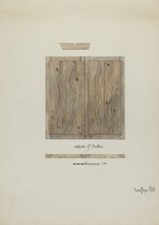 Original Wooden Shutters from Monastery, 1937. Creator: Geoffrey Holt.