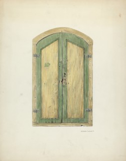 Painted Wooden Shutter, 1937. Creator: Edward Jewett.