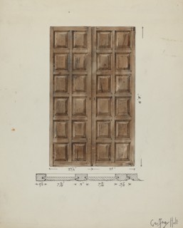 Old Paneled Doors: Main Entrance to Monastery, c. 1936. Creator: Geoffrey Holt.
