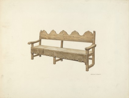 Wooden Bench, c. 1940. Creator: Edward Jewett.