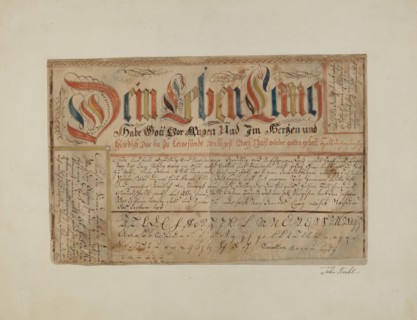 Fractur (Illuminated Writing), c. 1937. Creator:  John Koehl.
