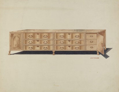 Cabinet, for Vestments, c. 1940. Creator: Randolph F Miller.