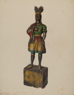 Cigar Store Indian, c. 1936. Creator: Walter Hochstrasser.