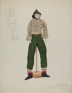 Doll and Costume, c. 1936. Creator: Mary E Humes.