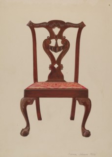 Chippendale Mahogany Side Chair, 1936. Creator: Arthur Johnson.