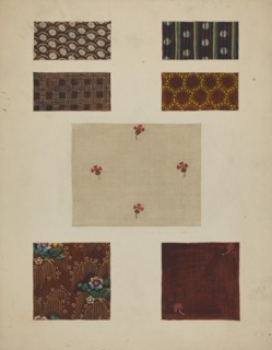 Materials from Patchwork Bedspread, c. 1936. Creator: Frances Lichten.