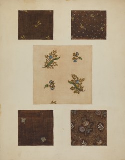 Materials from Patchwork Bedspread, c. 1936. Creator: Frances Lichten.