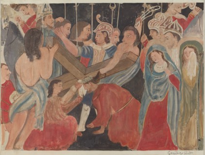 Station of the Cross No. 6: "Veronica RendersService to Jesus", c. 1936. Creator: Geoffrey Holt.