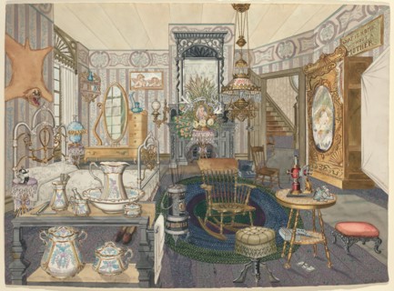 Room House Bed-Living Room, 1935/1942. Creator: Perkins Harnly.
