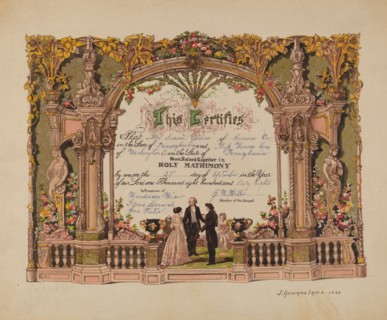 Marriage Certificate, 1936. Creator: J. Howard Iams.