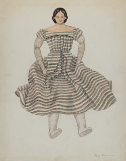Doll and Costume, c. 1937. Creator: Mary E Humes.