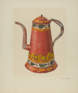 Toleware Tin Coffee Pot, c. 1938. Creator: Harry Grossen.