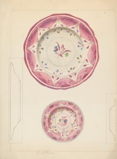 Pie Plate and Cup Plate, c. 1938. Creator: Cora Parker.