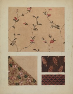 Materials from Patchwork Bedspread, c. 1936. Creator: Frances Lichten.