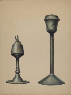 Two Oil Lamps, c. 1938. Creator: Walter Hochstrasser.