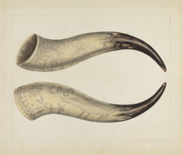 Powder Horn, c. 1938. Creator: Annie B Johnston.