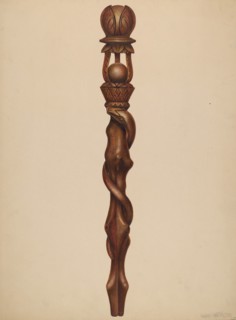 Scepter (Lumberjack Carving), c. 1938. Creator: Walter Hochstrasser.