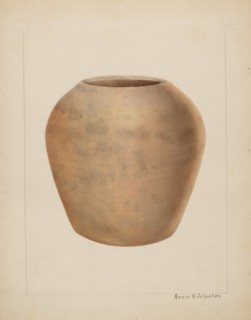 Stoneware Flower Pot, c. 1937. Creator: Annie B Johnston.