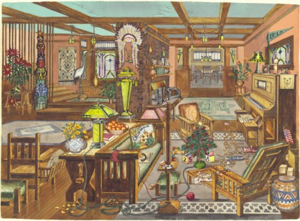 California Mission Style Interior, 1946. Creator: Perkins Harnly.