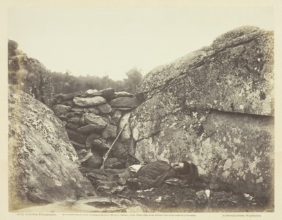 Home of a Rebel Sharpshooter, Gettysburg, July 1863. Creator: Alexander Gardner.