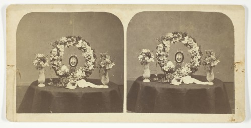 Untitled [wreath with portrait], 1875/99.  Creator: Unknown.