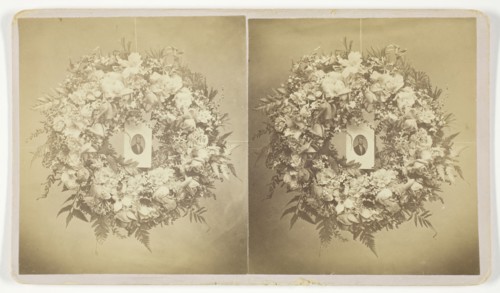 Untitled [wreath with portrait], 1875/99.  Creator: Unknown.
